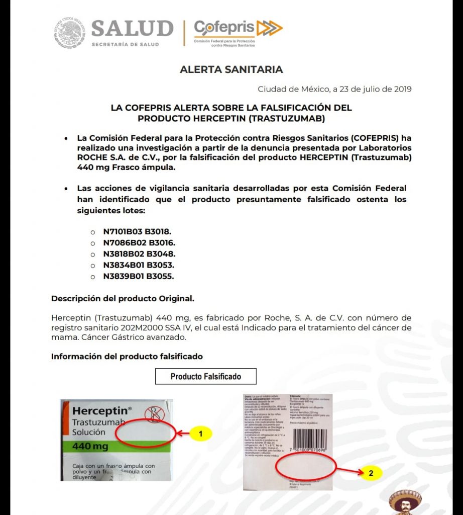 ¡Atención! Cofepris Emite Alerta Por Falsificación De Producto ...