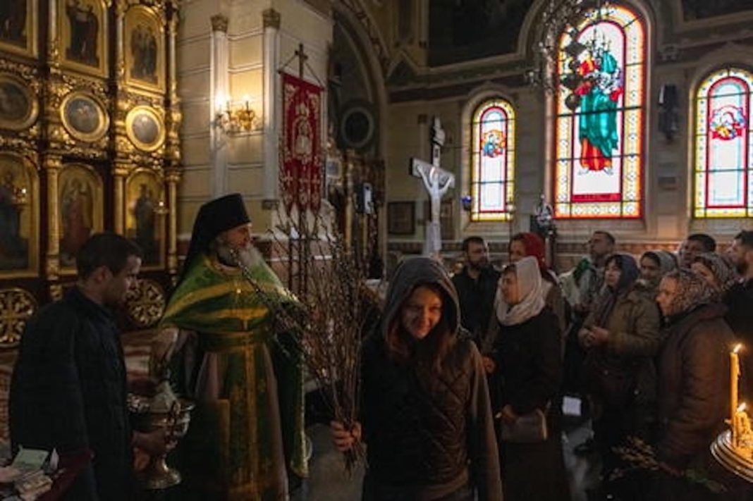 Orthodox Palm Sunday mass in Kharkiv, Ukraine