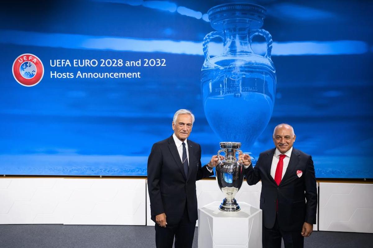 UEFA confirms that Euro 2028 will be held in the United Kingdom and Ireland and Euro 2032 in Italy and Turkey.