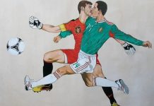 Mural en el que aparece el ‘Chicharito’ Hernández besando a Iker Casillas desata la polémica