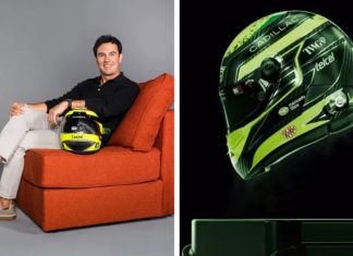 Checo Pérez presenta el casco que utilizará en Cadillac para la nueva temporada
