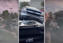 Camioneta aplasta Lamborghini en estacionamiento (VIDEO)
