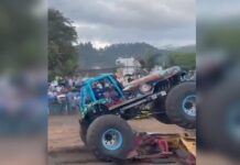 Conductora pierde el control de su Monster Truck y atropella a la multitud (VIDEO)